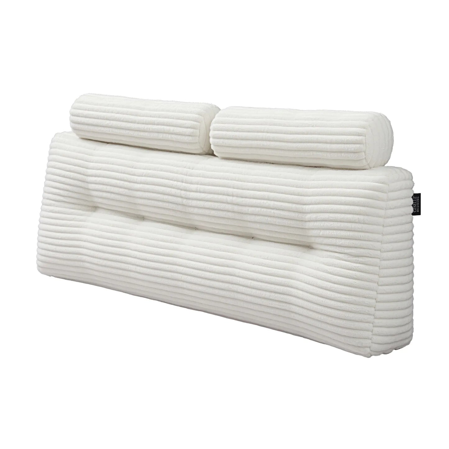 Giselle wedge pillow headboard with non-flattening shredded foam core, perfect for dorm reading or sofa lap desk, 330g corduroy cover, side pockets, Queen - Image 8