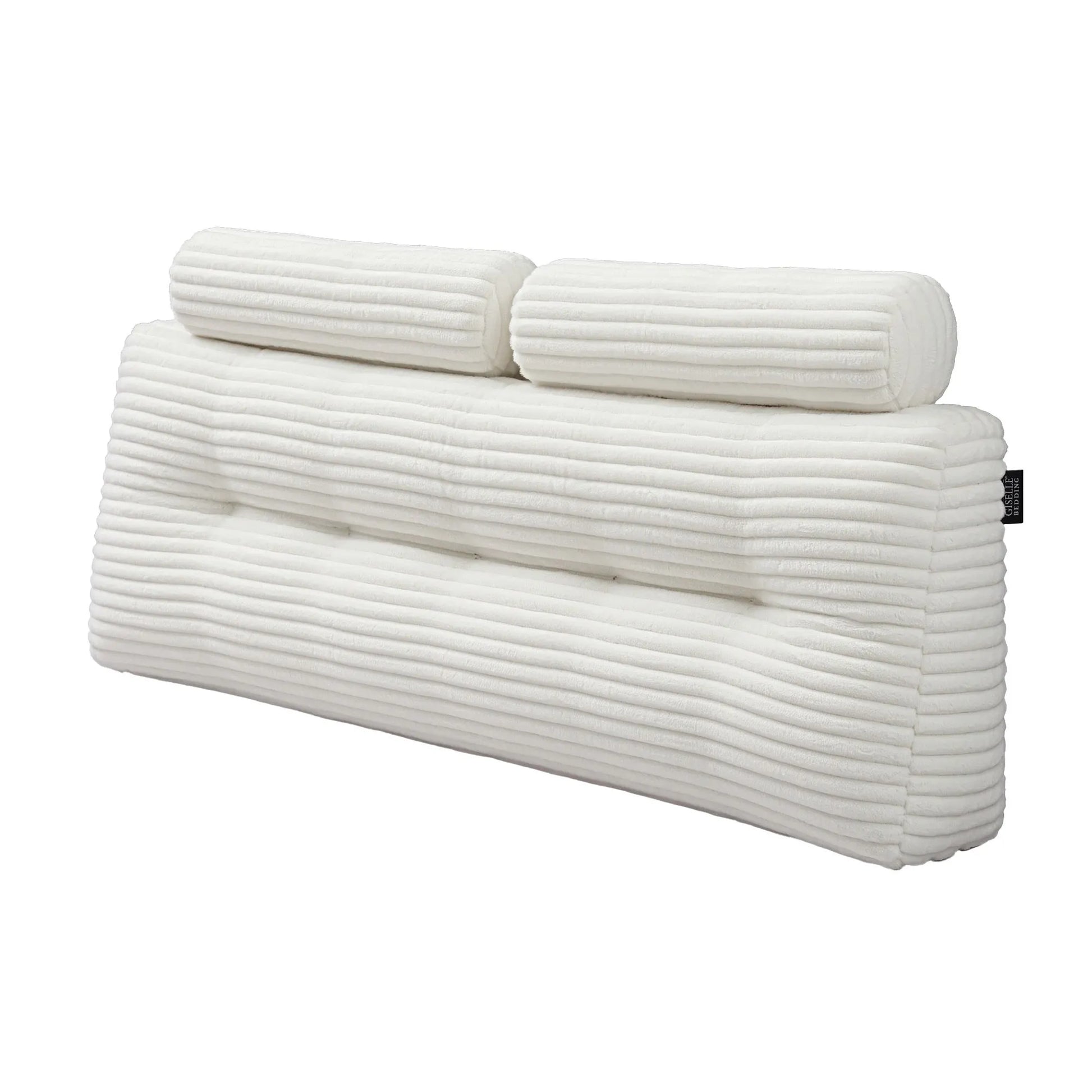 Giselle wedge pillow headboard with non-flattening shredded foam core, perfect for dorm reading or sofa lap desk, 330g corduroy cover, side pockets, Queen - Image 8