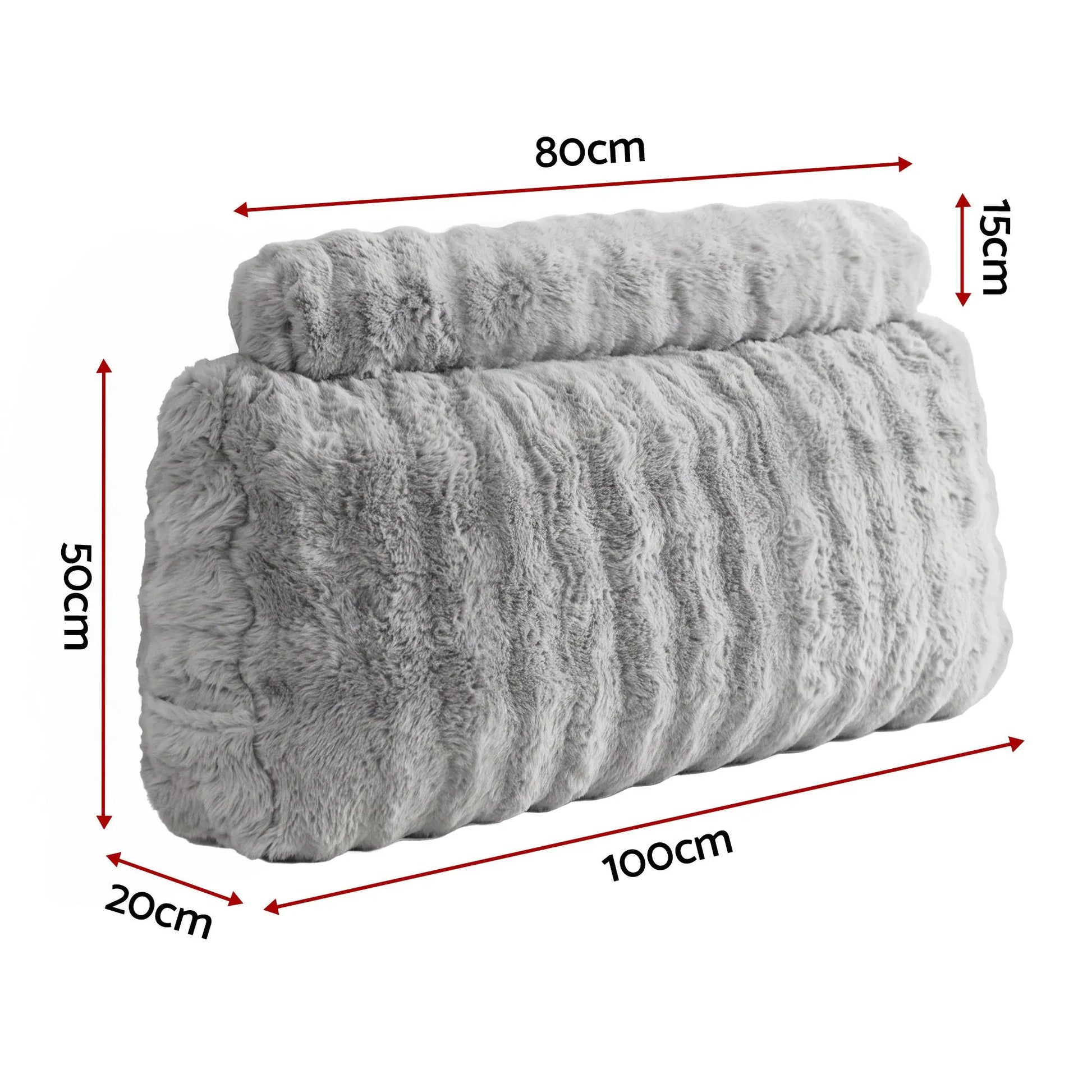 Giselle Wedge Pillow Headboard, Easy Wash Zipper Cover & Anti-Flat Foam, Couch Lumbar Support for Dorm Readers, 340g Faux Rabbit Fur with Dual Pockets, King Single - Image 2