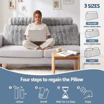 Giselle Wedge Pillow Headboard, Easy Wash Zipper Cover & Anti-Flat Foam, Couch Lumbar Support for Dorm Readers, 340g Faux Rabbit Fur with Dual Pockets, Queen - Image 7