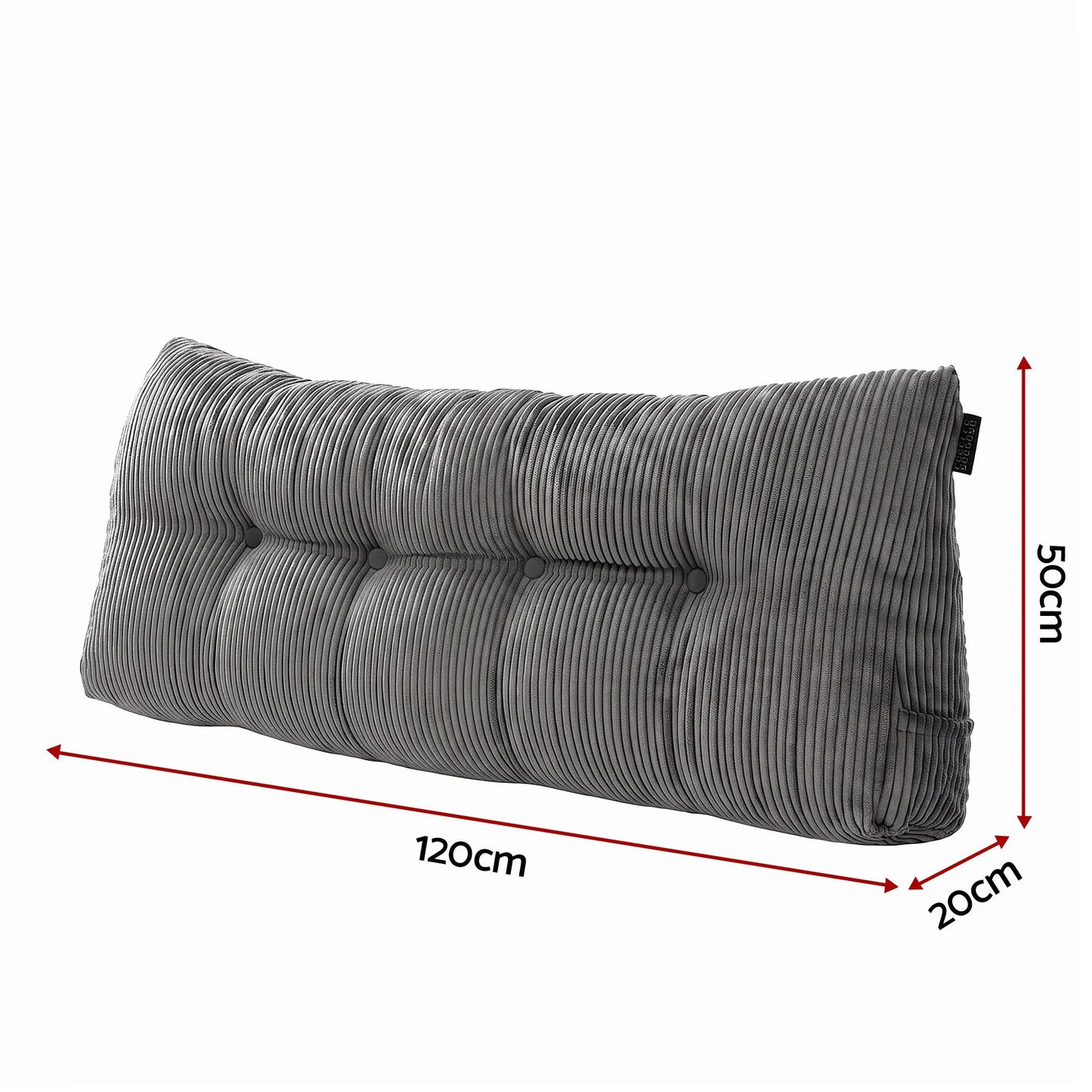 Giselle Headboard Pillow for Sitting in Bed, Upgraded Shredded Foam Reading Wedge Cushion for Lumbar Support, 320g Corduroy Backrest with Side Pockets for Dorm Daybed, Double - Image 2