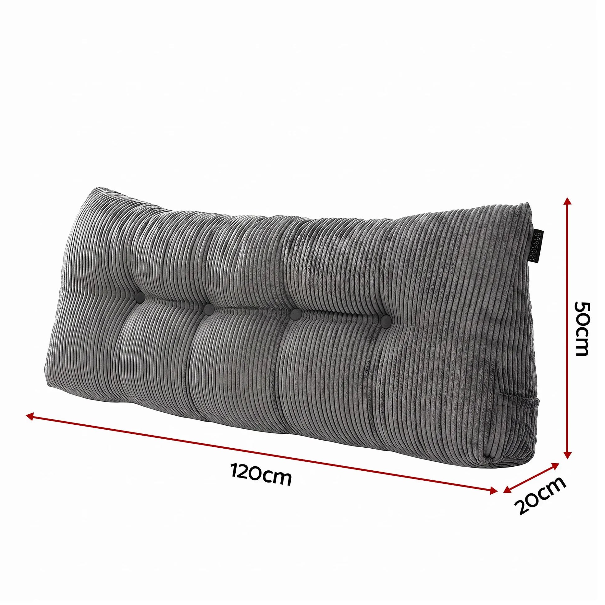 Giselle Headboard Pillow for Sitting in Bed, Upgraded Shredded Foam Reading Wedge Cushion for Lumbar Support, 320g Corduroy Backrest with Side Pockets for Dorm Daybed, Double - Image 2