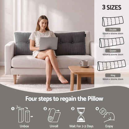 Giselle Headboard Pillow for Sitting in Bed, Upgraded Shredded Foam Reading Wedge Cushion for Lumbar Support, 320g Corduroy Backrest with Side Pockets for Dorm Daybed, Double - Image 6