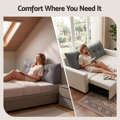 Giselle Headboard Pillow for Sitting in Bed, Upgraded Shredded Foam Reading Wedge Cushion for Lumbar Support, 320g Corduroy Backrest with Side Pockets for Dorm Daybed, Double - Image 8