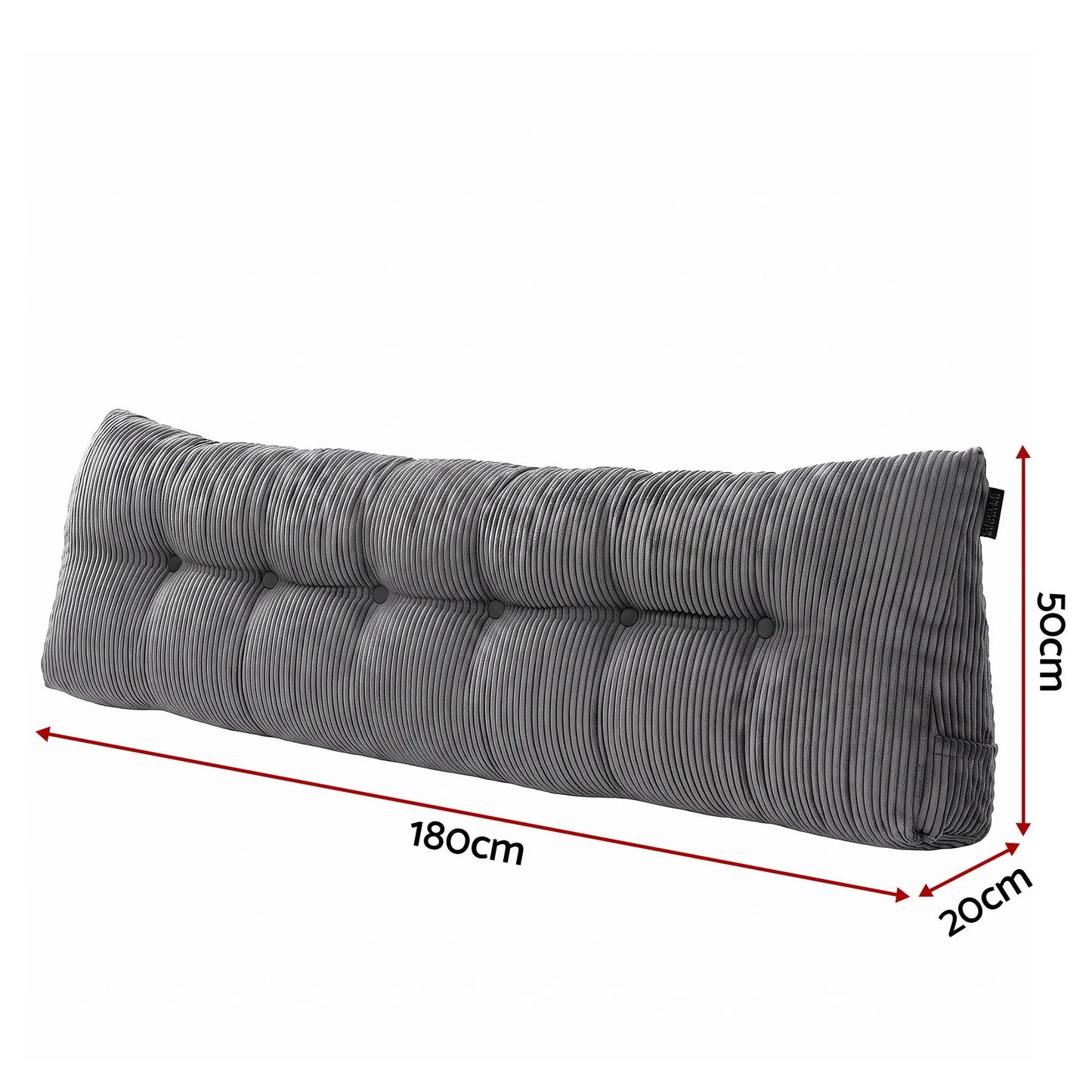 Giselle Headboard Pillow for Sitting in Bed, Upgraded Shredded Foam Reading Wedge Cushion for Lumbar Support, 320g Corduroy Backrest with Side Pockets for Dorm Daybed, King - Image 2