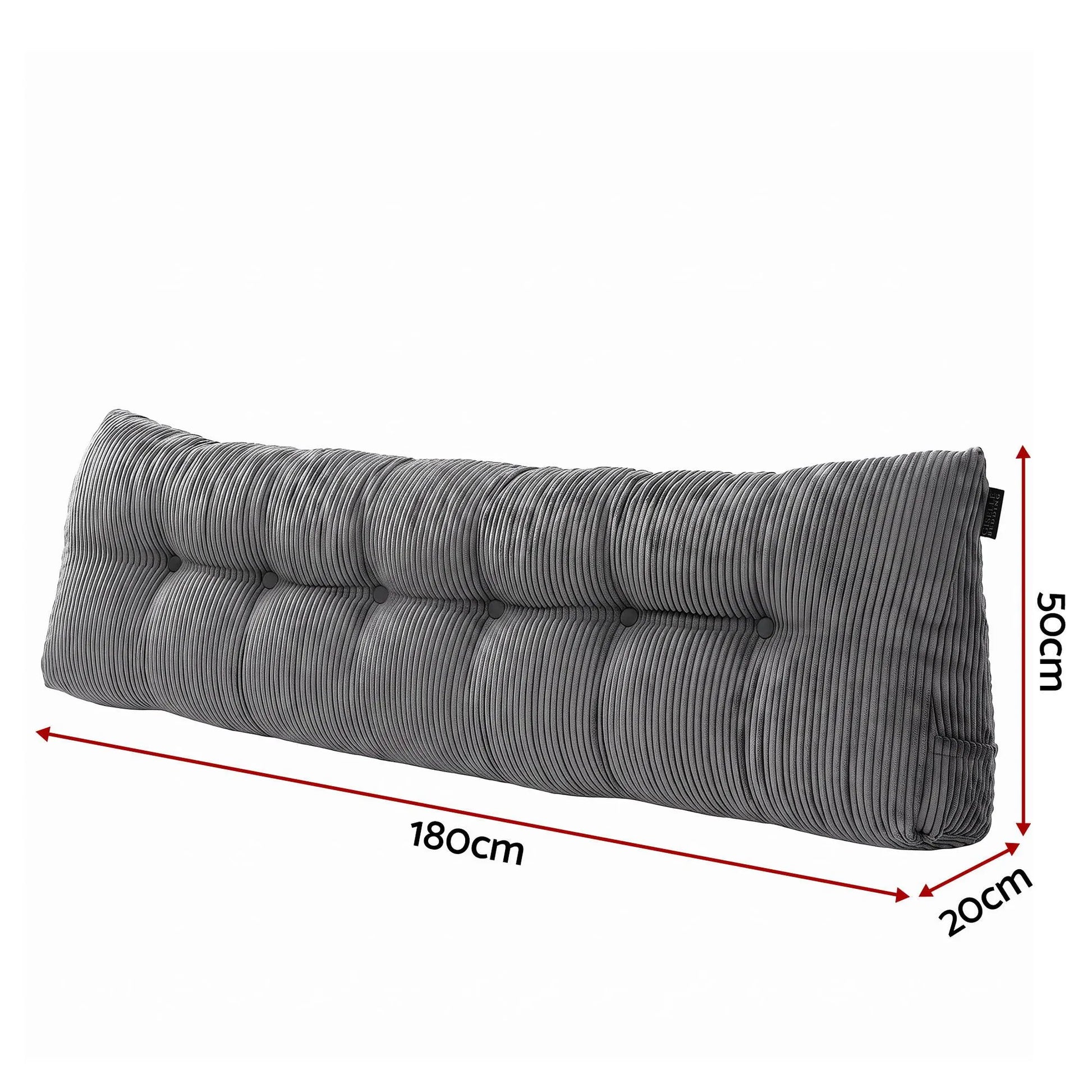 Giselle Headboard Pillow for Sitting in Bed, Upgraded Shredded Foam Reading Wedge Cushion for Lumbar Support, 320g Corduroy Backrest with Side Pockets for Dorm Daybed, King - Image 2