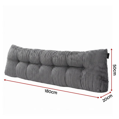 Giselle Headboard Pillow for Sitting in Bed, Upgraded Shredded Foam Reading Wedge Cushion for Lumbar Support, 320g Corduroy Backrest with Side Pockets for Dorm Daybed, King - Image 2