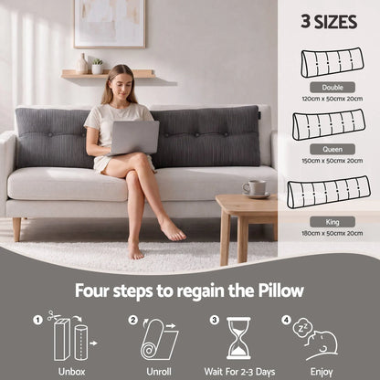 Giselle Headboard Pillow for Sitting in Bed, Upgraded Shredded Foam Reading Wedge Cushion for Lumbar Support, 320g Corduroy Backrest with Side Pockets for Dorm Daybed, King - Image 6