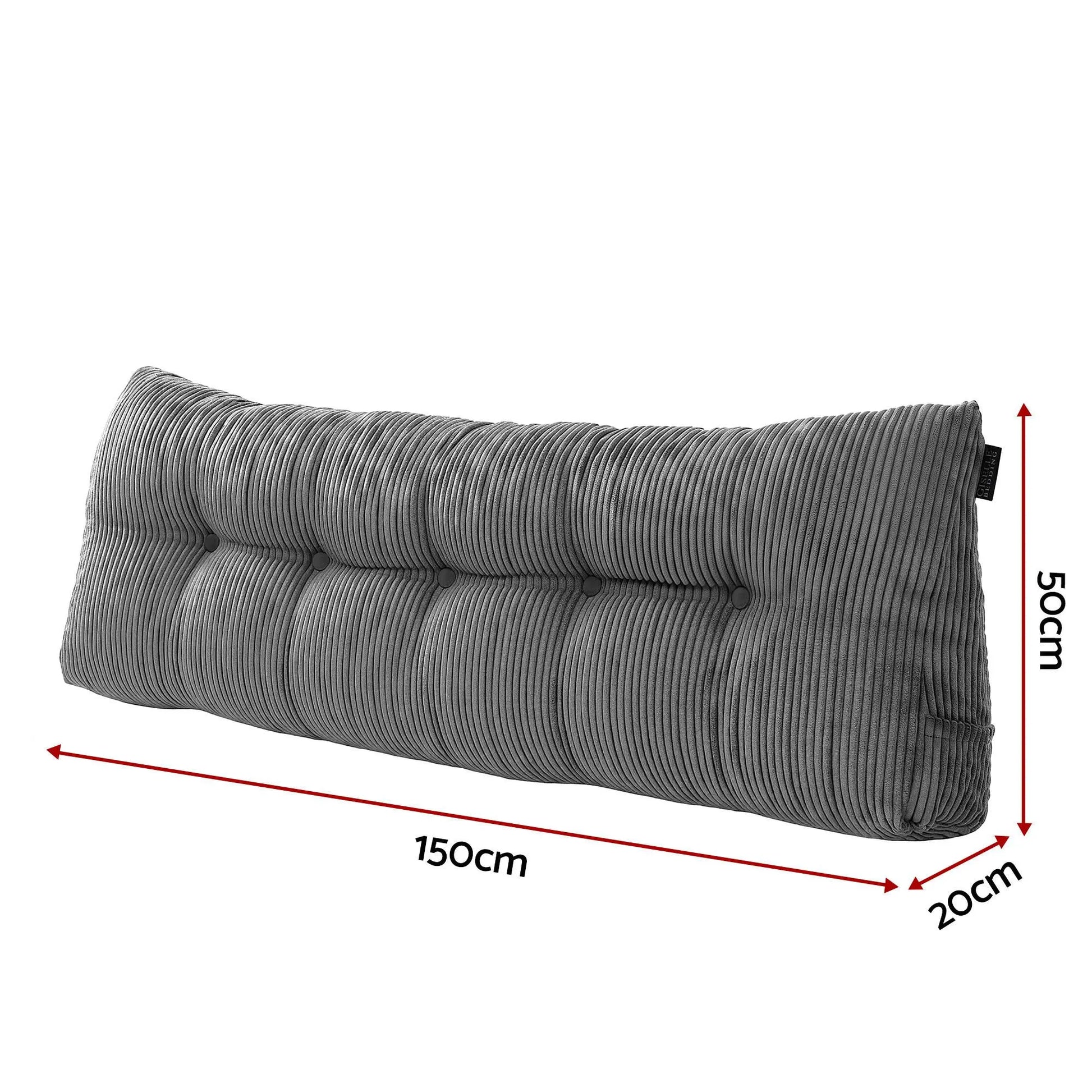 Giselle Headboard Pillow for Sitting in Bed, Upgraded Shredded Foam Reading Wedge Cushion for Lumbar Support, 320g Corduroy Backrest with Side Pockets for Dorm Daybed, Queen - Image 2