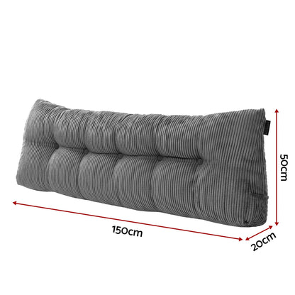 Giselle Headboard Pillow for Sitting in Bed, Upgraded Shredded Foam Reading Wedge Cushion for Lumbar Support, 320g Corduroy Backrest with Side Pockets for Dorm Daybed, Queen - Image 2