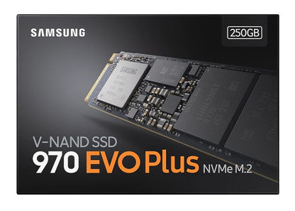 Samsung 970 EVO Plus 250GB PCIe NVMe SSD MLC 3500MB/s 2300MB/s 250K/550KIOPS 150TBW 5yrs wty