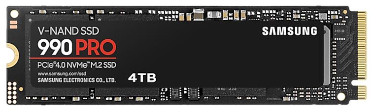 Samsung 990 Pro 4TB Gen4 NVMe SSD 7450MB/s 6900MB/s R/W 1600K/1550K IOPS 2400TBW 1.5M Hrs MTBF fo...