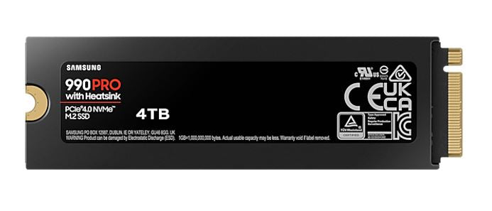Samsung 990 Pro 4TB with Heatsink Gen4 NVMe SSD 7450MB/s 6900MB/s R/W 1600K/1550K IOPS 2400TBW 1.... - Image 2