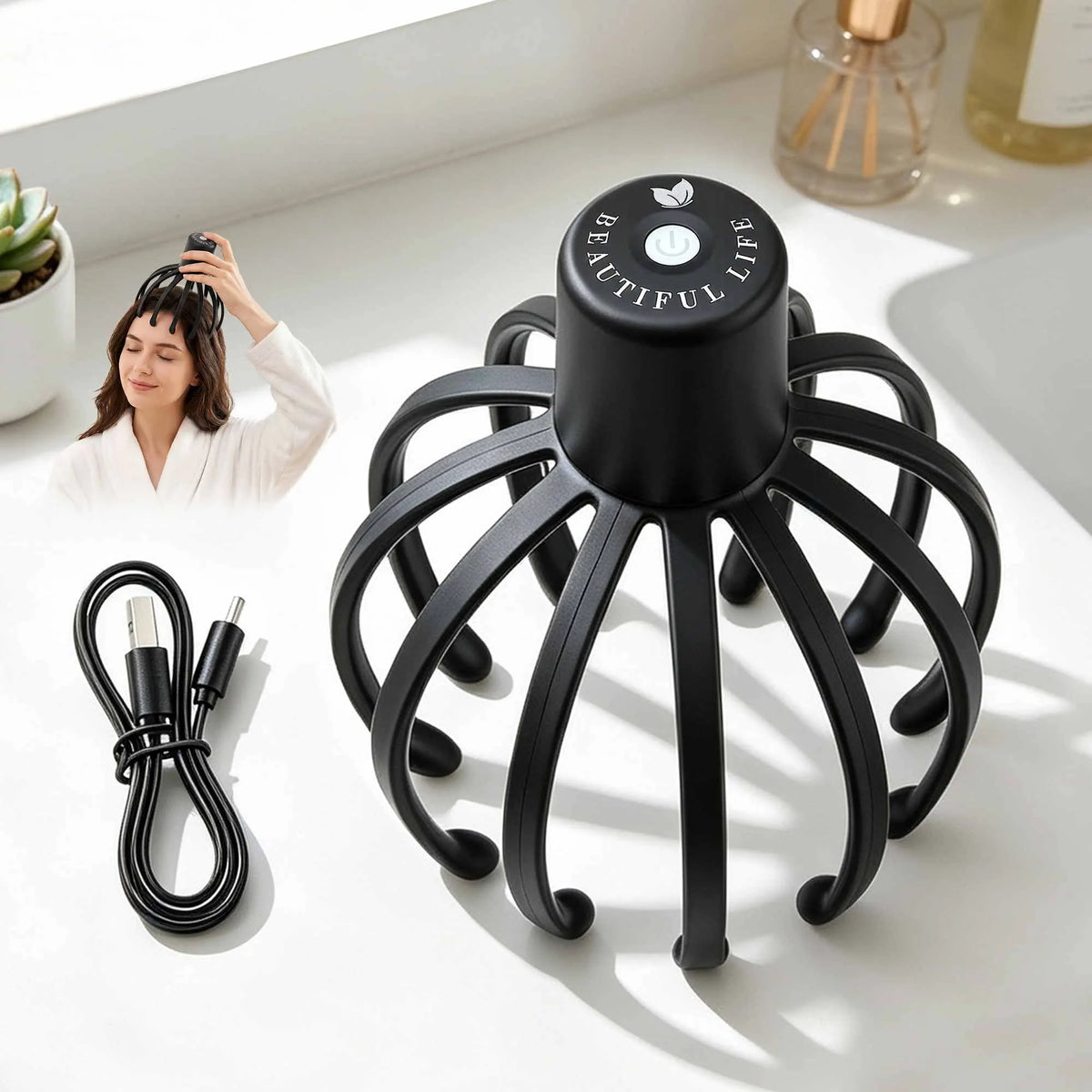Livemor Head Massager Scalp Electric with 3 Modes, 360 Degree Head Massager Cordless Portable, Head Scratcher for Stress Relax - Image 9