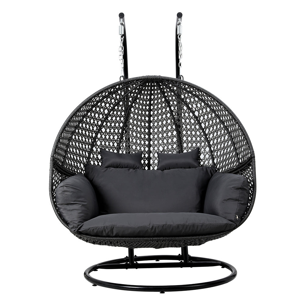 Gardeon Outdoor Swing Chair Hanging Rattan Patio Furniture Pod Stand Cushion 2 Seater - Image 4
