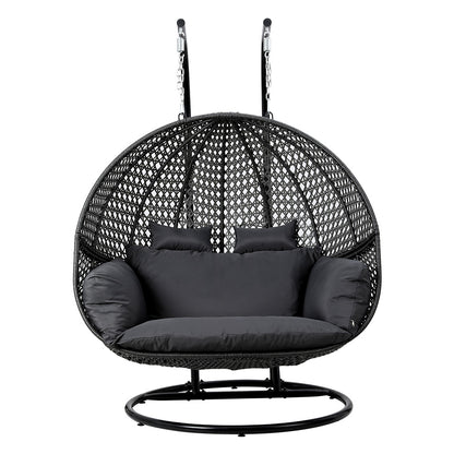 Gardeon Outdoor Swing Chair Hanging Rattan Patio Furniture Pod Stand Cushion 2 Seater - Image 4