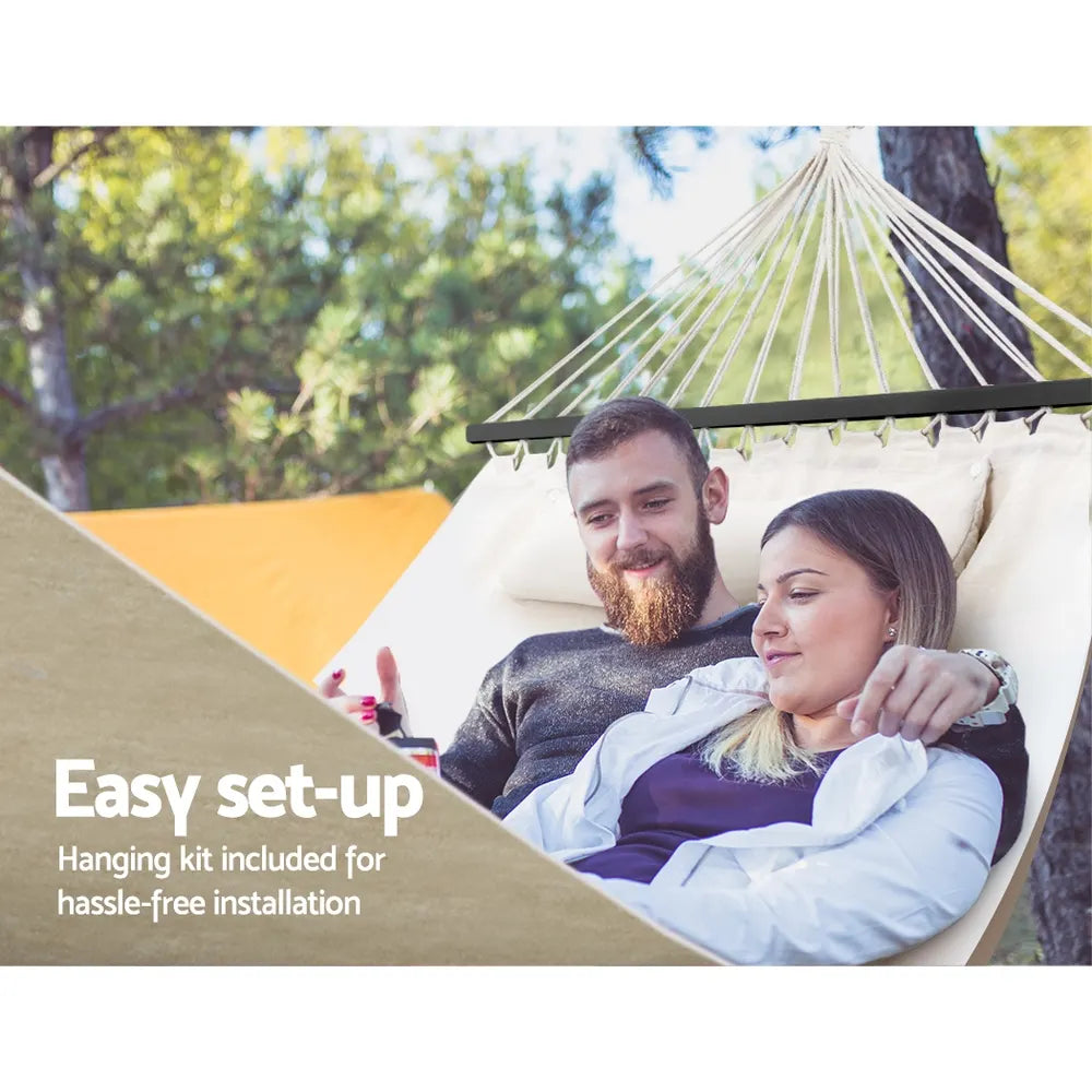 Gardeon Hammock Bed Outdoor Camping Portable Hanging Chair 2 Person Piillow - Image 6