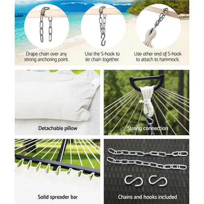 Gardeon Hammock Bed Outdoor Camping Portable Hanging Chair 2 Person Piillow - Image 7
