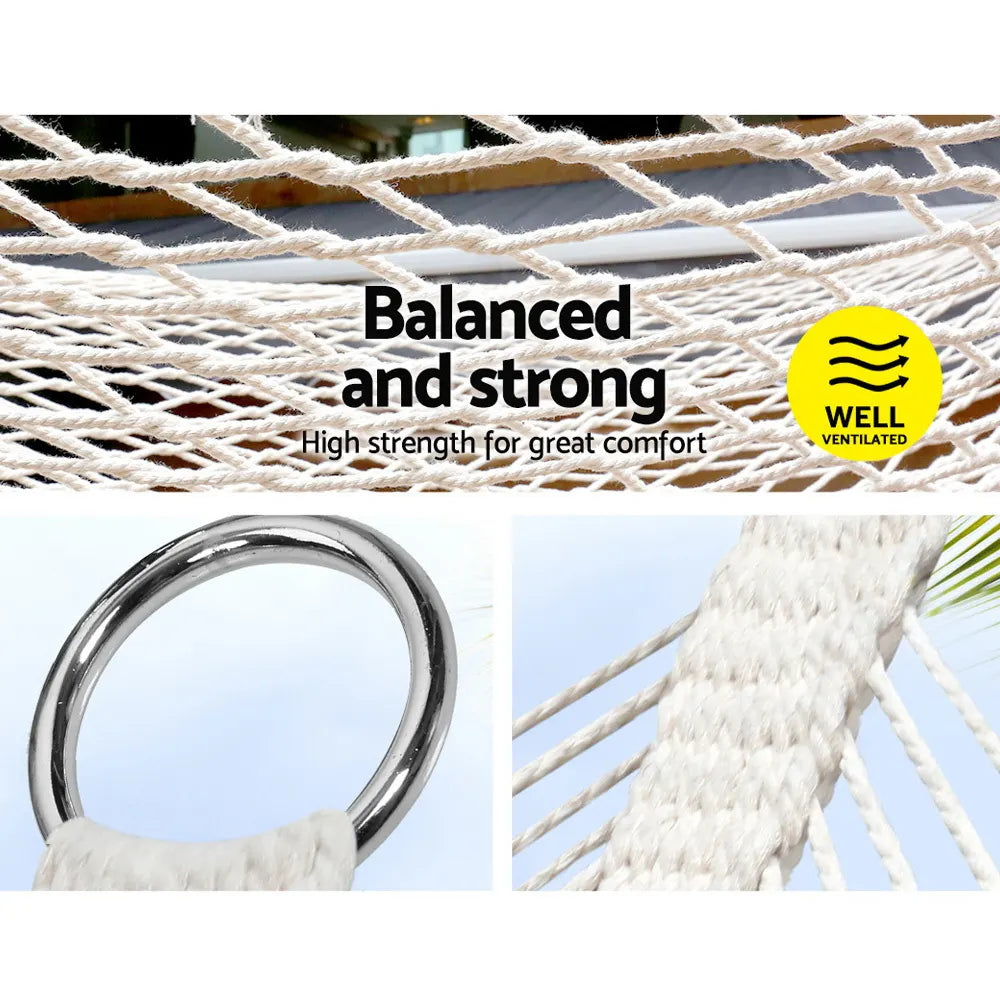 Gardeon Hammock Bed Outdoor Chair Camping Hanging Hammocks Mesh 2 Person - Image 6