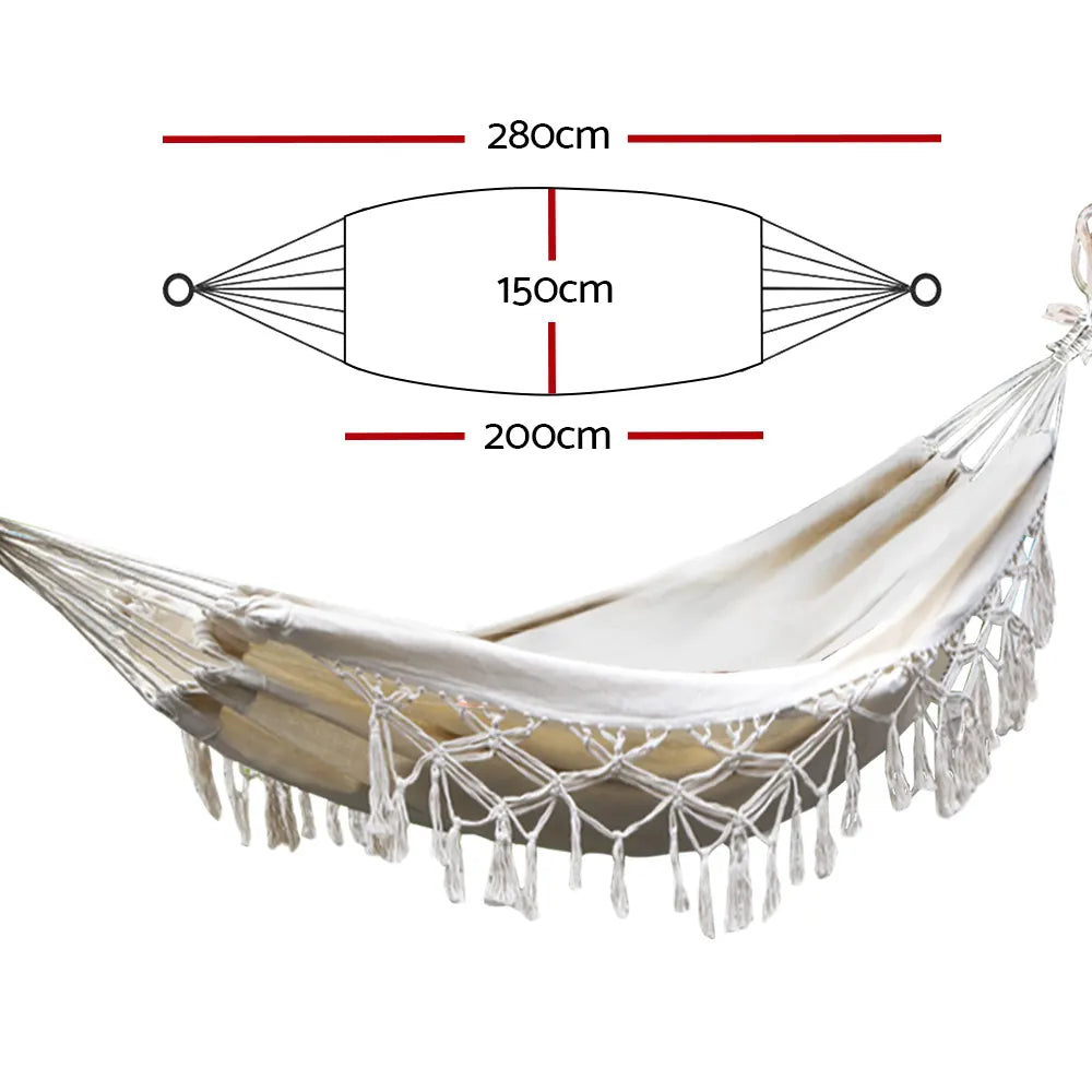 Gardeon Hammock Bed Rope Tassel Outdoor Hammocks Chair Camping - Image 2
