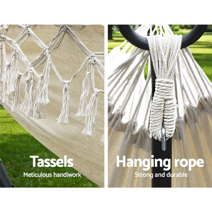 Gardeon Hammock Bed Rope Tassel Outdoor Hammocks Chair Camping - Image 6