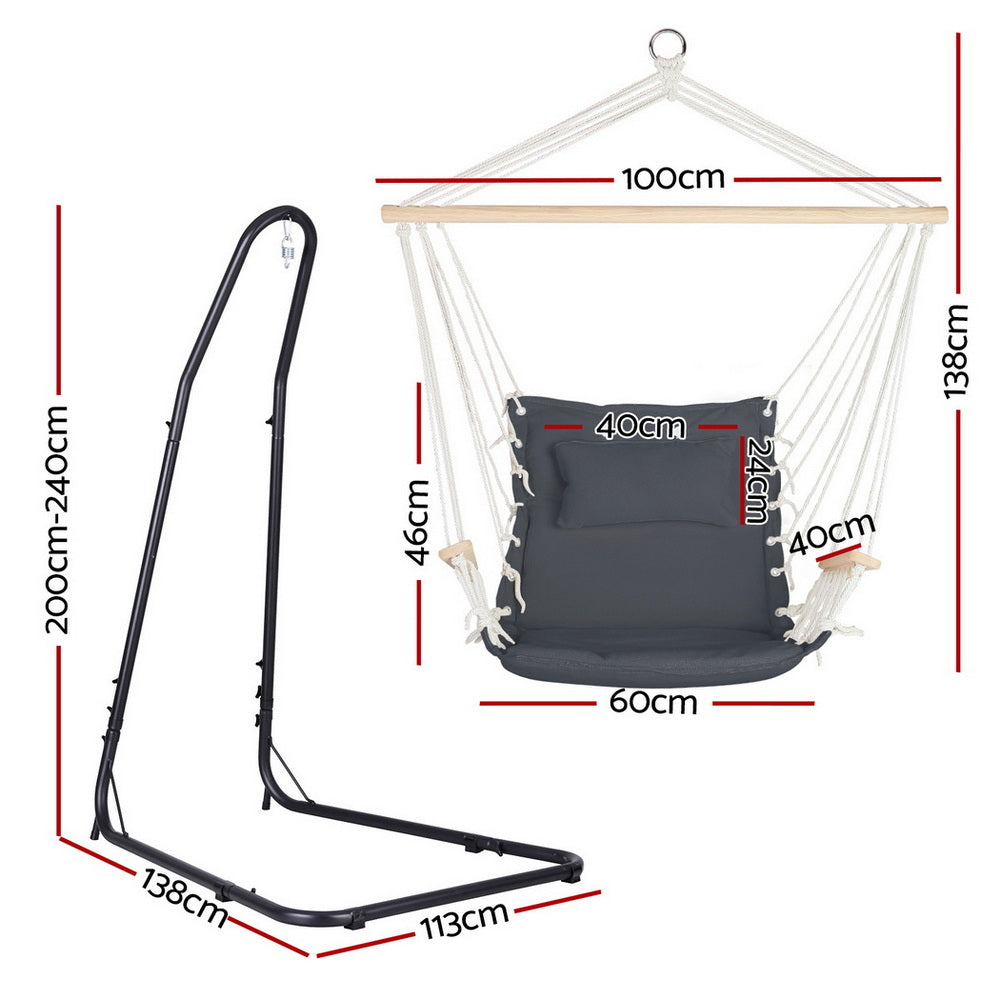 Gardeon Hammock Chair with Heavy Duty Steel Stand - Image 2