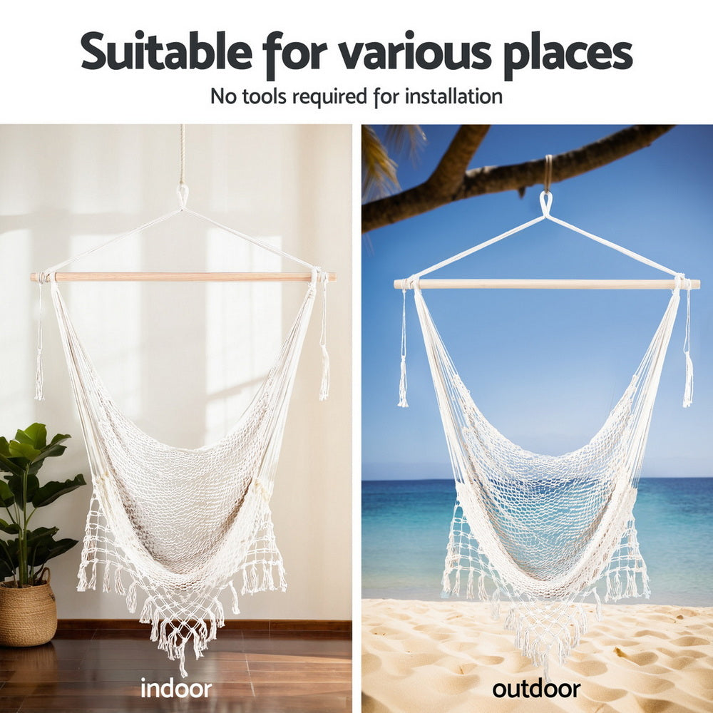 Gardeon Hammock Hanging Chair with Heavy Duty Steel Stand - Image 4