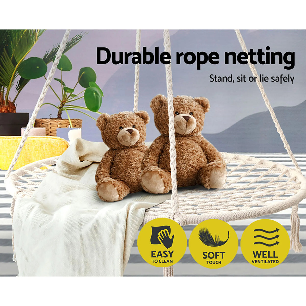 Gardeon Hammock Chair Outdoor Tree Swing Nest Web Hanging Seat 100cm - Image 5