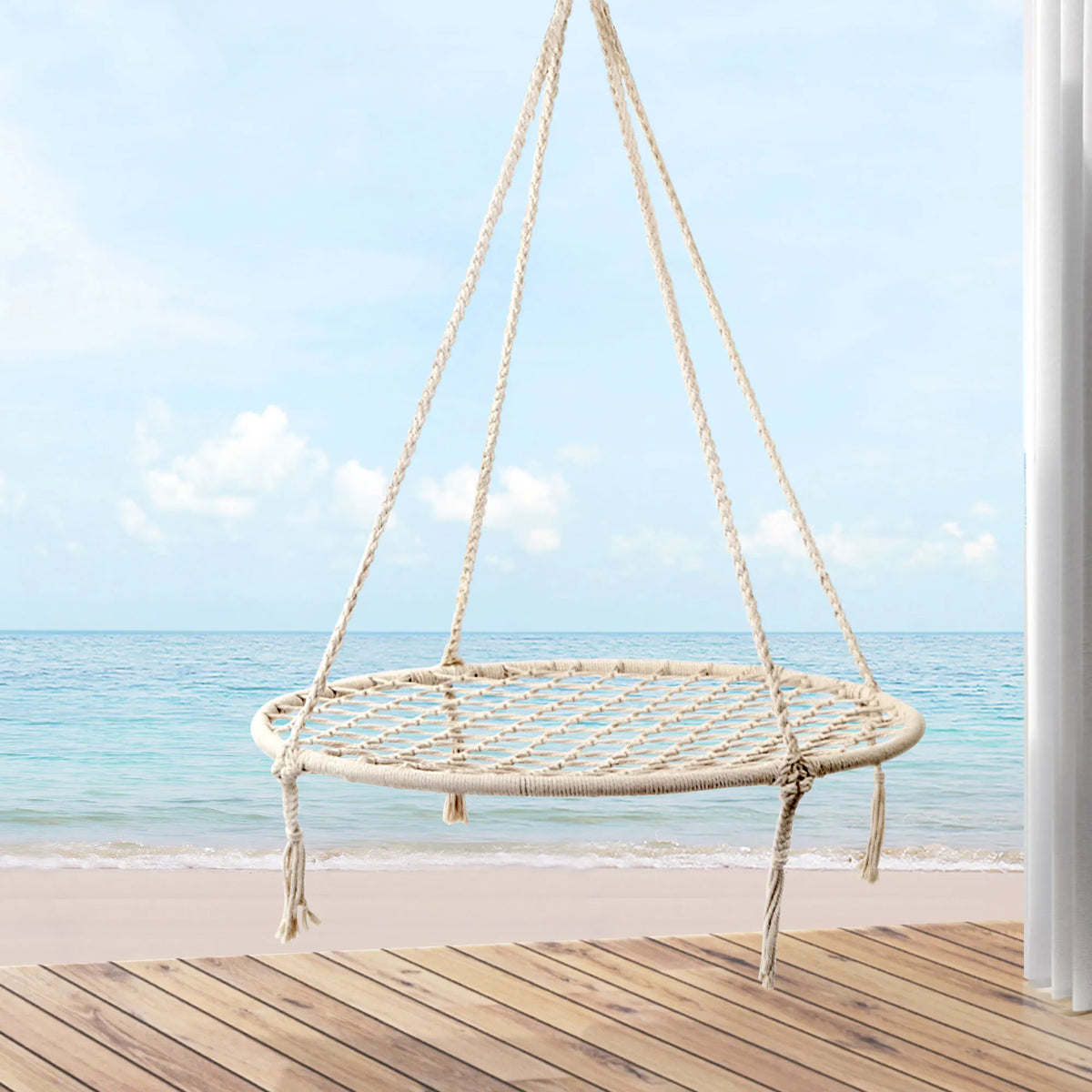 Gardeon Hammock Chair Outdoor Tree Swing Nest Web Hanging Seat 100cm - Image 8