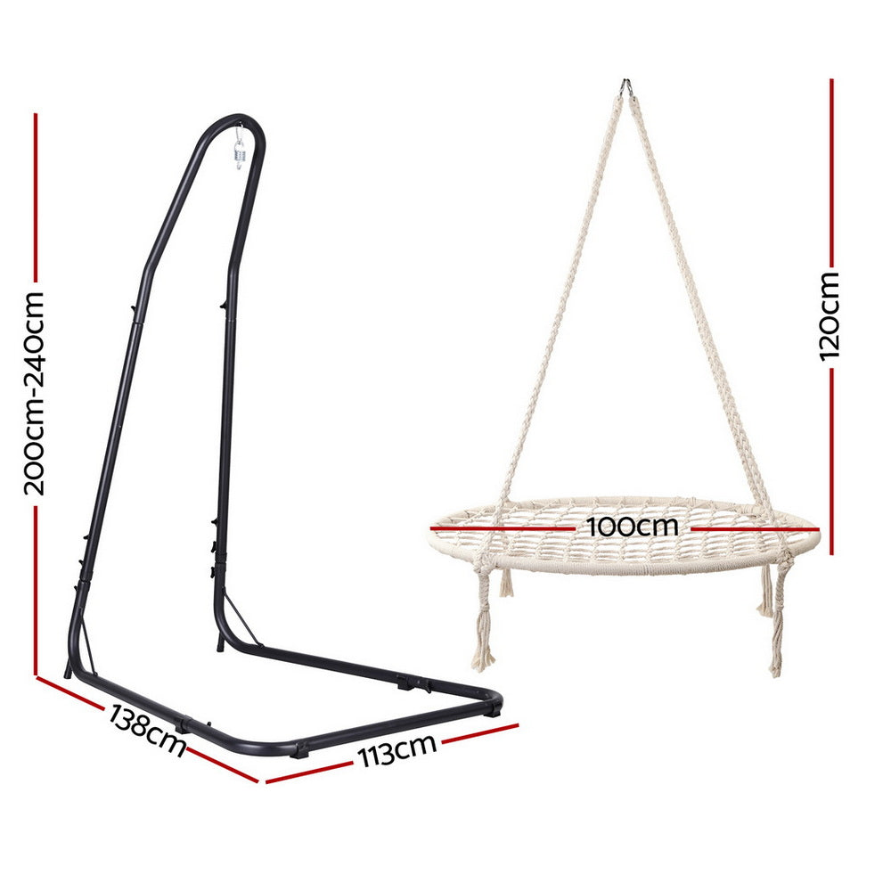 Gardeon Hammock Hanging Chair with Steel Stand - Image 2
