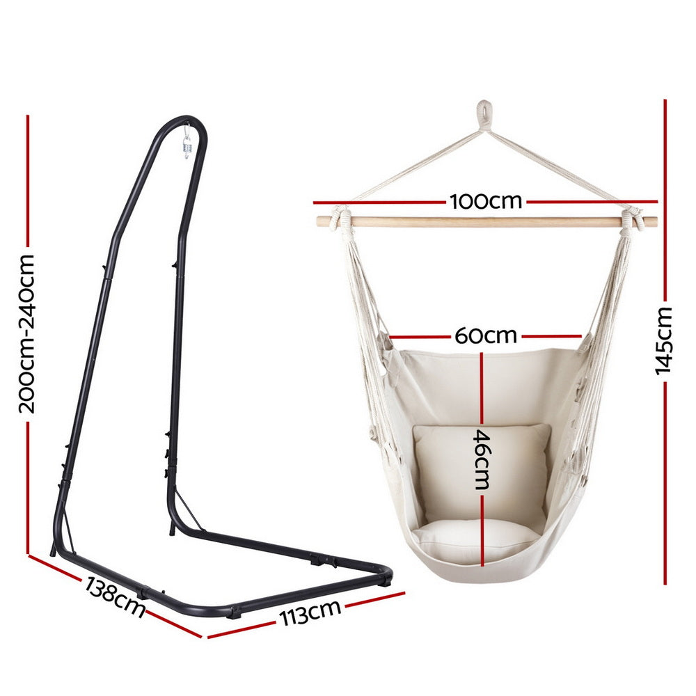 Gardeon Hammock Chair with Heavy Duty Steel Stand - Image 2