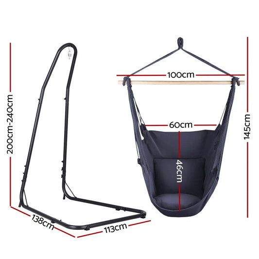 Gardeon Hammock Chair with Heavy Duty Steel Stand - Image 2