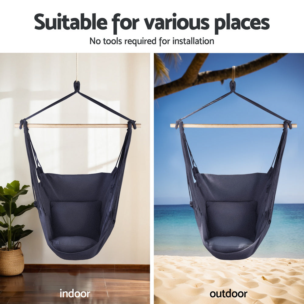 Gardeon Hammock Chair with Heavy Duty Steel Stand - Image 4