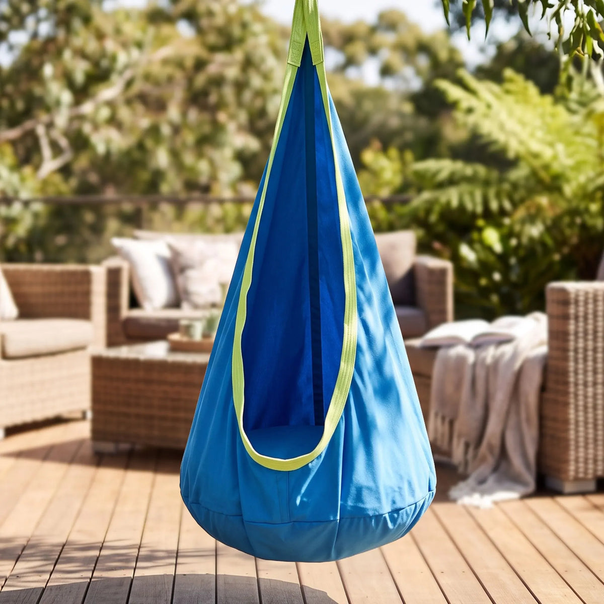 Gardeon Kids Hammock Chair Camping 70cmx150cm with Cushion Storage Bag Blue