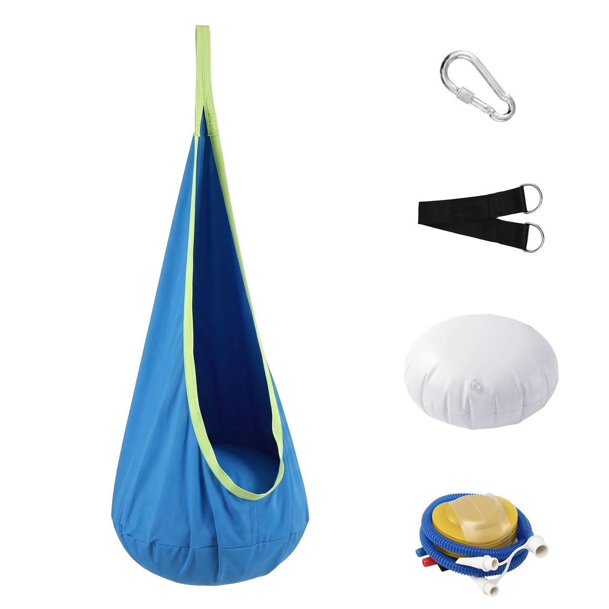 Gardeon Kids Hammock Chair Camping 70cmx150cm with Cushion Storage Bag Blue - Image 3