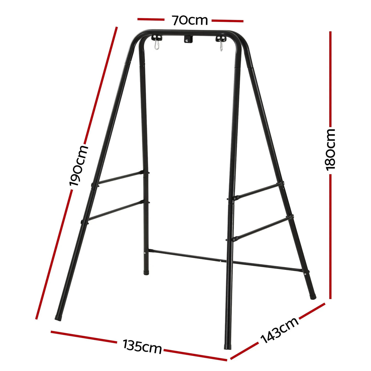 Gardeon Hammock Stand 135cm x180cm Steel Frame for Hanging Chairs Black - Image 2