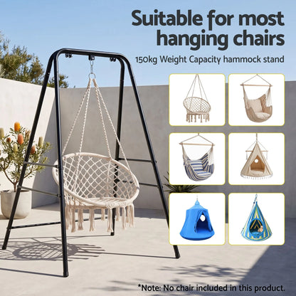 Gardeon Hammock Stand 135cm x180cm Steel Frame for Hanging Chairs Black - Image 4