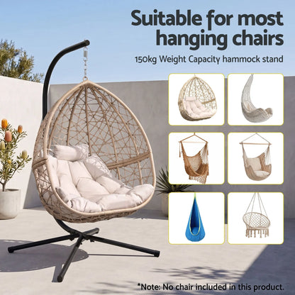 Gardeon Hammock Stand 150kg Capacity Metal Frame for Hanging Chairs Black - Image 4