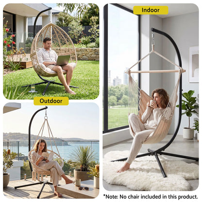 Gardeon Hammock Stand 150kg Capacity Metal Frame for Hanging Chairs Black - Image 7