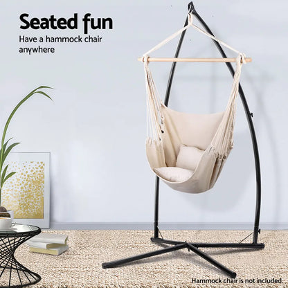Gardeon Hammock Chair Steel Stand Outdoor Furniture Heavy Duty Black - Image 4
