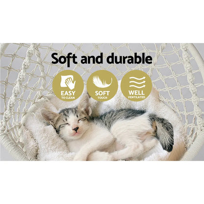 Gardeon Hammock Chair Outdoor Hanging Macrame Cotton Indoor Cream - Image 5