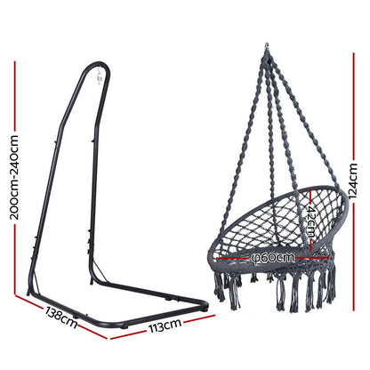 Gardeon Hammock Hanging Chair with Steel Stand - Image 2