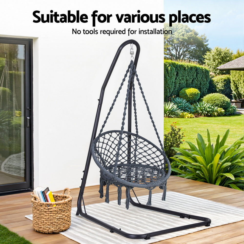 Gardeon Hammock Hanging Chair with Steel Stand - Image 4
