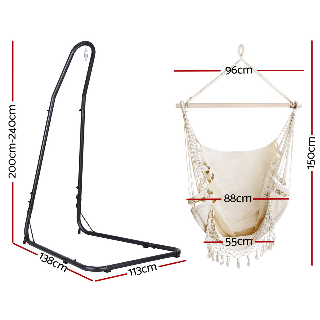 Gardeon Hammock Hanging Chair with Steel Stand - Image 2
