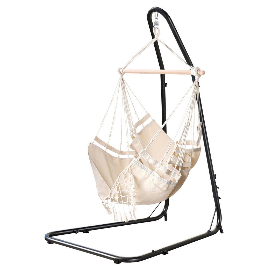 Gardeon Hammock Hanging Chair with Steel Stand - Image 3