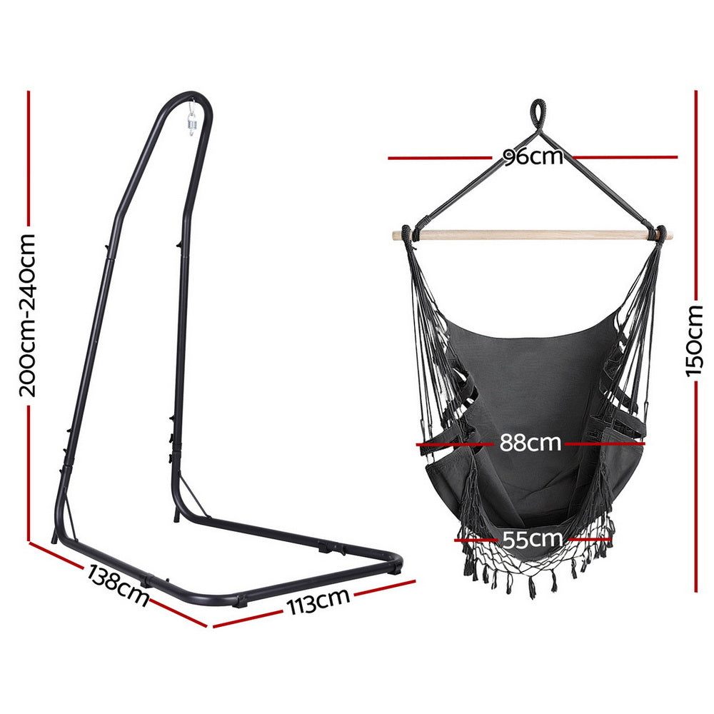 Gardeon Hammock Hanging Chair with Steel Stand - Image 2