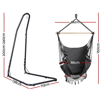 Gardeon Hammock Hanging Chair with Steel Stand - Image 2