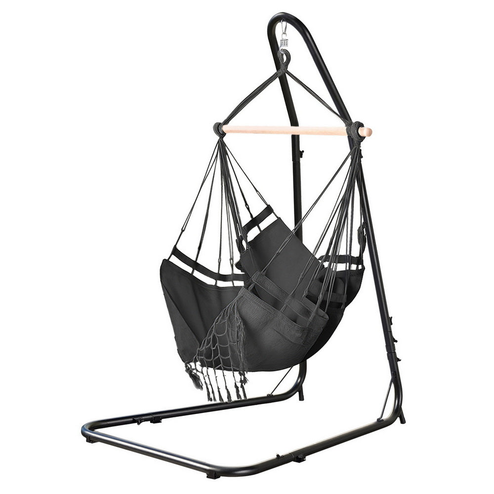 Gardeon Hammock Hanging Chair with Steel Stand - Image 3