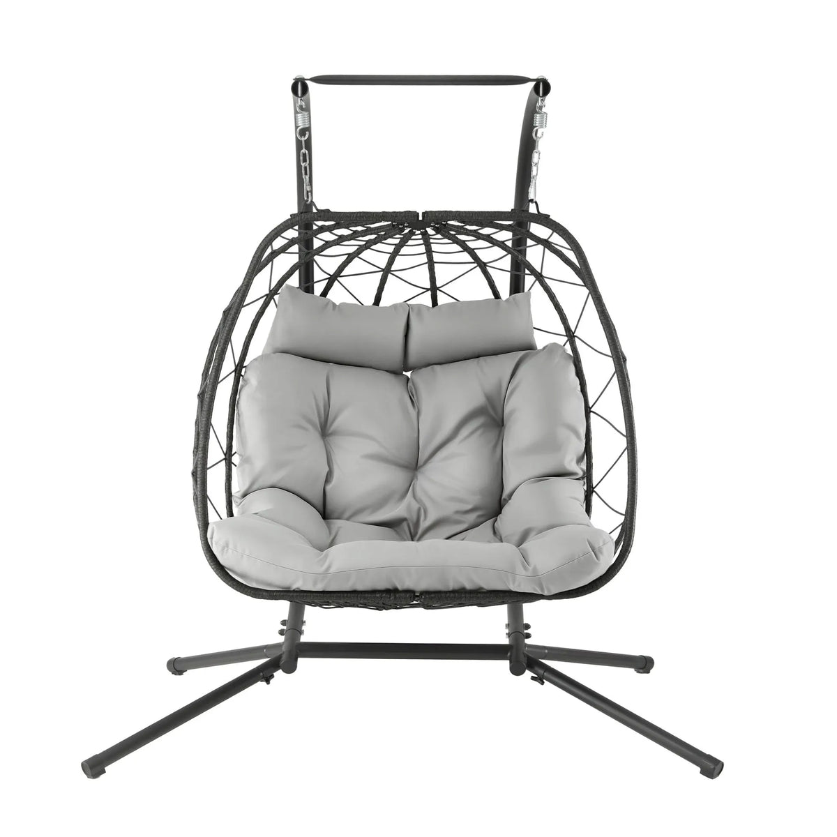 Gardeon Outdoor Swing Chair 2 Seater with Stand Cushion Rattan Patio Furniture - Image 3