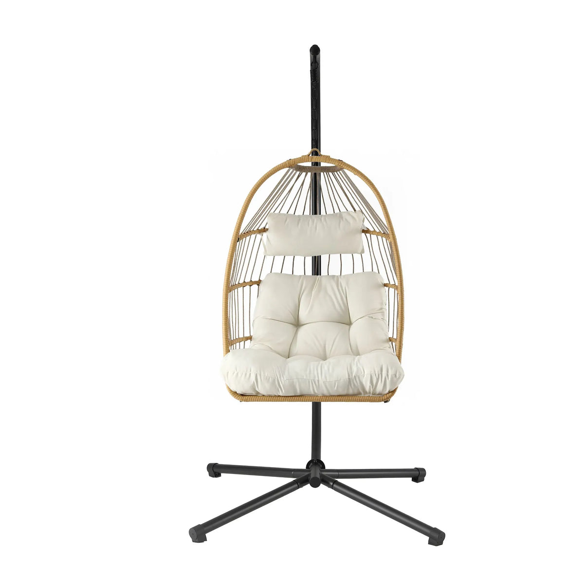 Gardeon Foldable Outdoor Swing Chair with Stand Cushion Rattan Patio Furniture - Image 3
